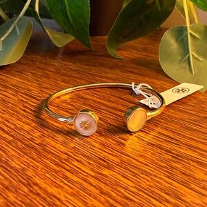 Tory Burch Gold Bangle with Cream Accents
